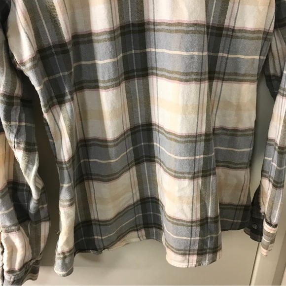 Shyanne cotton spandex light gray plaid button down long sleeve shirt size Small - Picture 8 of 10